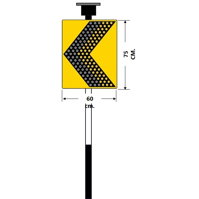ป้ายเตือนแนวทาง Chevron ไฟกระพริบพลังงานแสงอาทิตย์