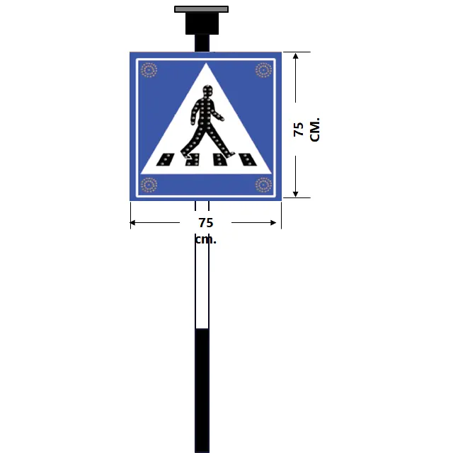 ป้ายเตือนเขตทางข้ามถนน พลังงานแสงอาทิตย์